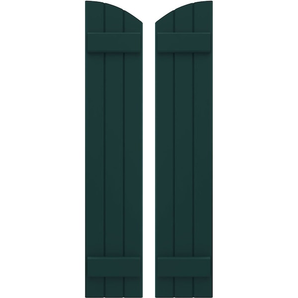 Ekena Millwork Americraft 3-Board (2 Batten) Wood Joined Board-n-Batten Shutters w/Ellipt Top, ARW101BE311X77FGH, PR ARW101BE311X77FGH - main